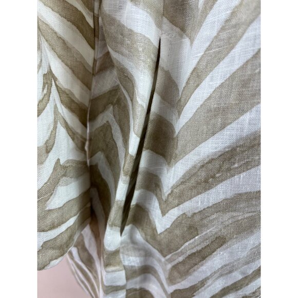 iLinen  Zebra Print Button-Up Shirt Natural Ivory Linen Womens Sz M - New - Picture 5 of 7